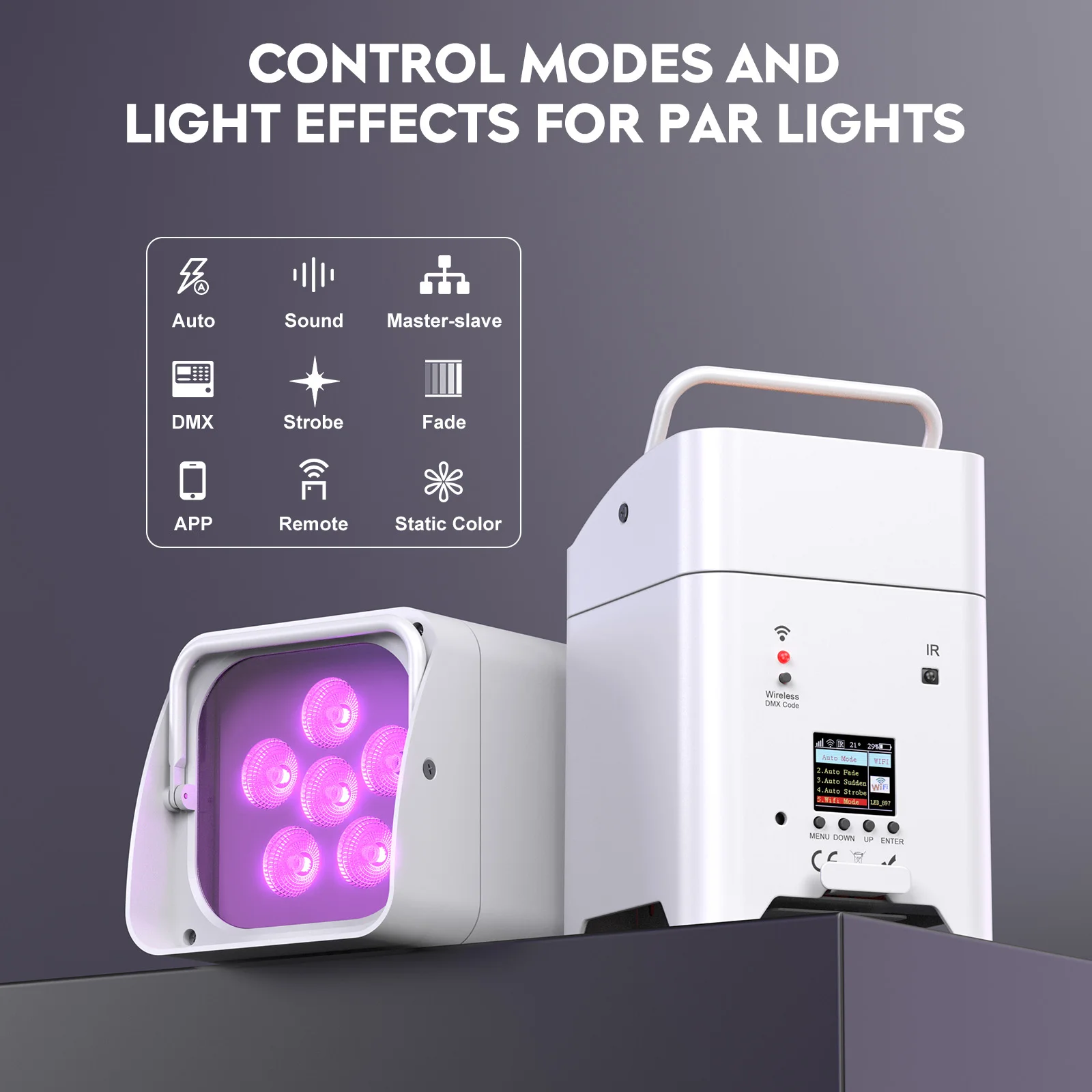 U'King 4 Uds RGBWA + UV luz Par LED con bolsa 6x18W DMX luz de escenario batería integrada recargable luz Par inalámbrica luz de teñido
