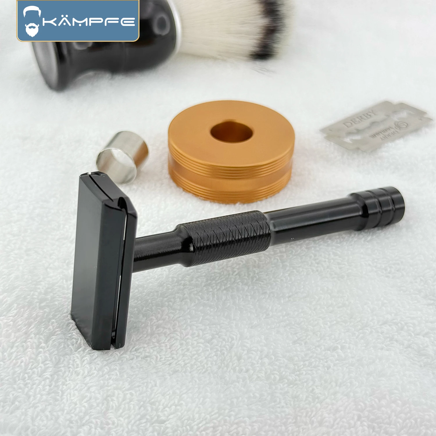 KAMPFE Maquinilla de Afeitar Manual de Seguridad de Aluminio de Doble Filo con Hoja Cerrada, Grabado CNC, Afeitadora Clásica Suave para Hombres y Mujeres, Regalo