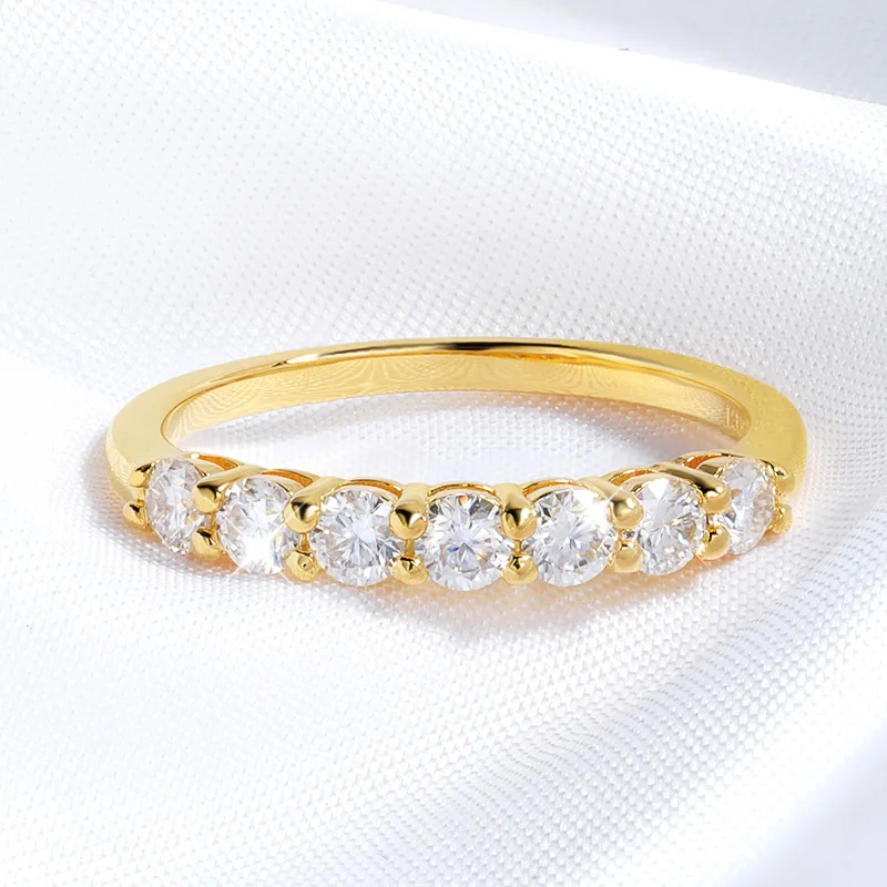 Smyoue-anillos de moissanita con piedras preciosas de 0,7 quilates y 3mm para mujer, banda de diamantes de boda a juego de plata S925, anillo apilable, regalo de oro blanco