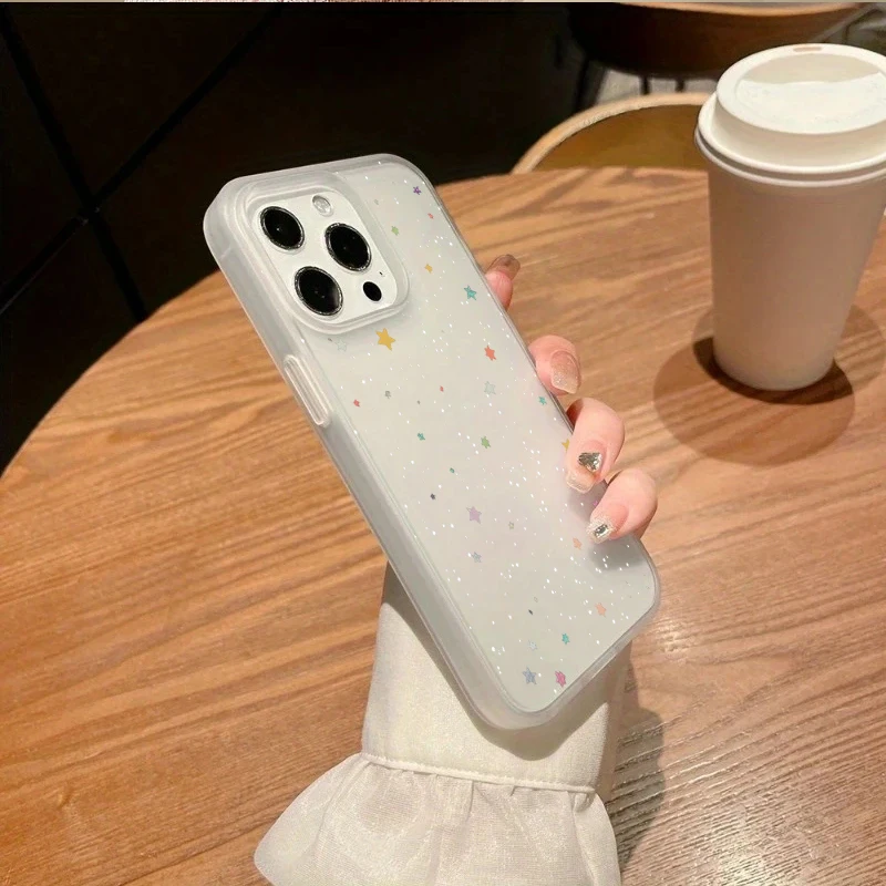 Funda Minimalista Transparente Esmerilada de TPU con Diseño de Estrella para iPhone 18 17 16 15 14 13 12 11 Pro Max XS X XR 7 8 Plus, Cubierta Suave Transparente