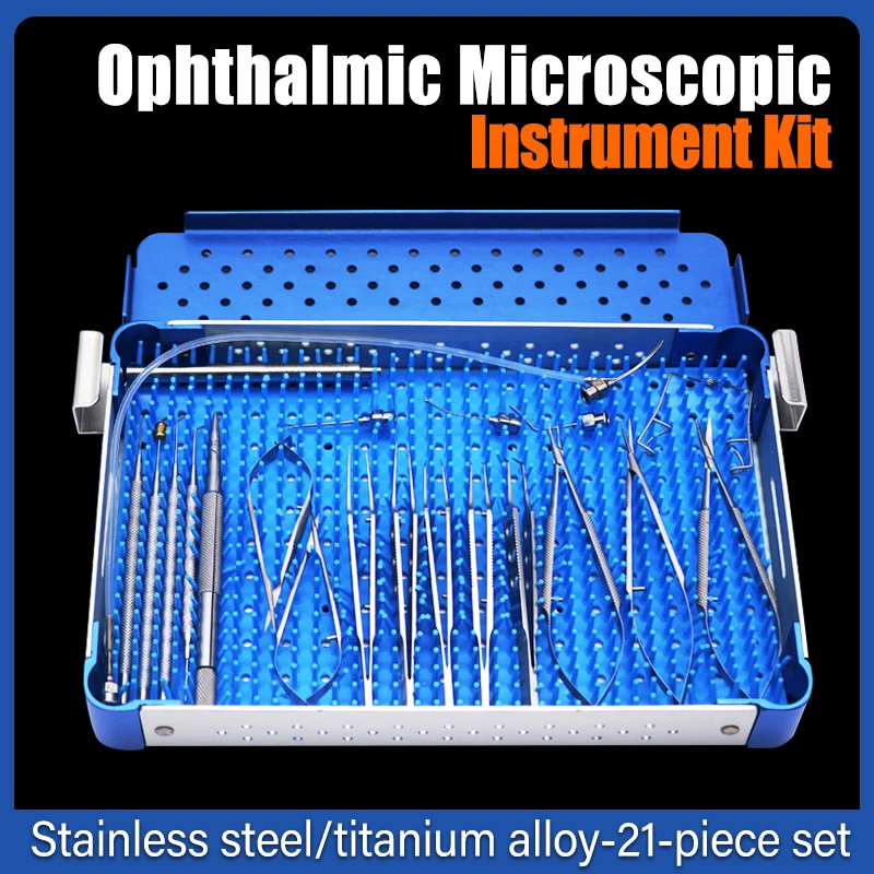 21 unids/set de instrumentos quirúrgicos oftálmicos para cataratas, herramientas quirúrgicas de precisión oftálmica de aleación de titanio de acero inoxidable