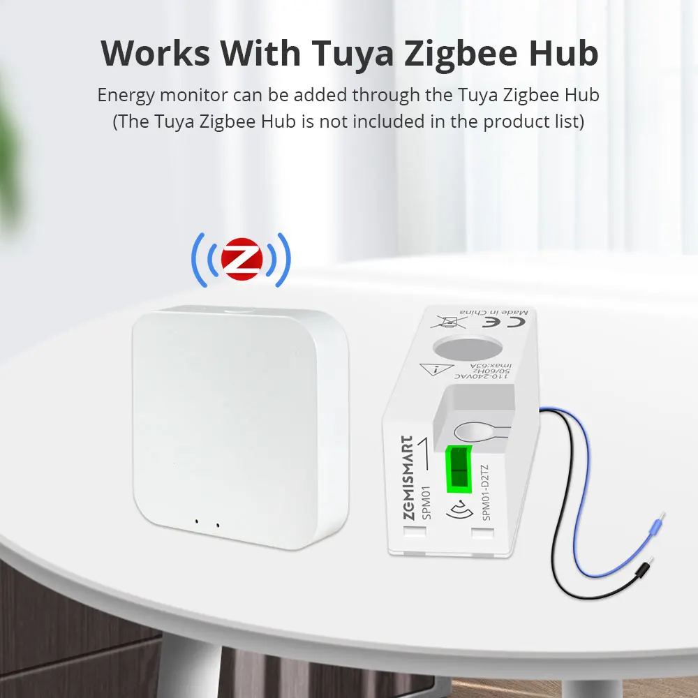 Medidor de Energía Inteligente Zemismart Zigbee, Sensor Eléctrico, Funciona con la Aplicación Tuya, Compatible con Homey y Smartthings