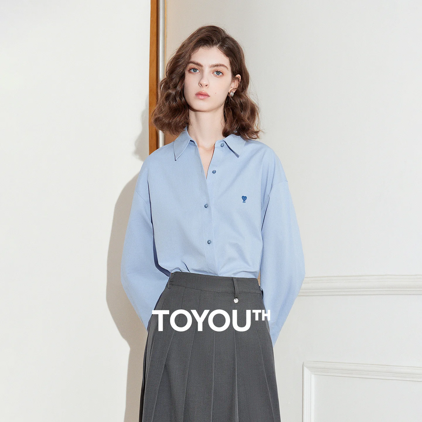 Camiseta de Algodón Puro para Mujer TOYOUTH 2026, Nueva con Bordado de Corazón, Color Sólido, Simple, Versátil, Básica