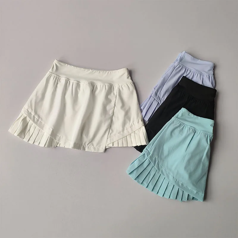 Falda corta deportiva de cintura alta, novedad de verano, estilo fresco, antideslumbrante, incluye pantalones cortos forrados, Falda plisada de secado rápido para Fitness y Yoga