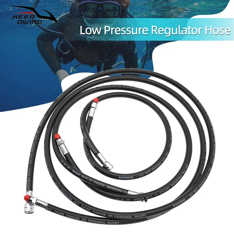 Manguera reguladora de baja presión de segunda etapa para buceo, junta de latón de 510 Psi, accesorio para snorkel, 75CM/102CM/210CM