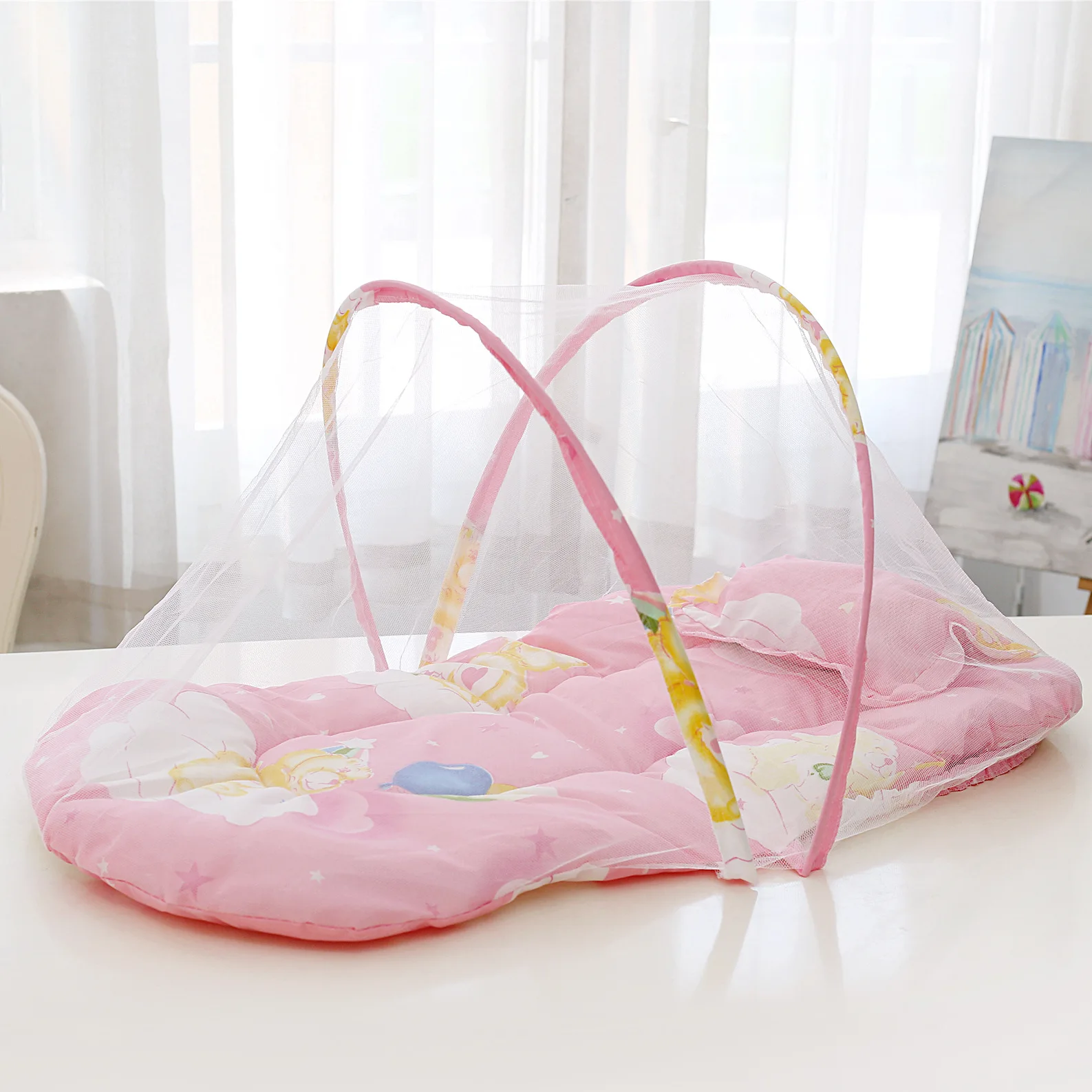 Mosquitera Plegable para Cuna de Bebé con Colchón y Almohada, Cambiador de Pañales, Tienda de Campaña Antimosquitos para Recién Nacidos, Red de Cuna para Bebé, Cama de Viaje