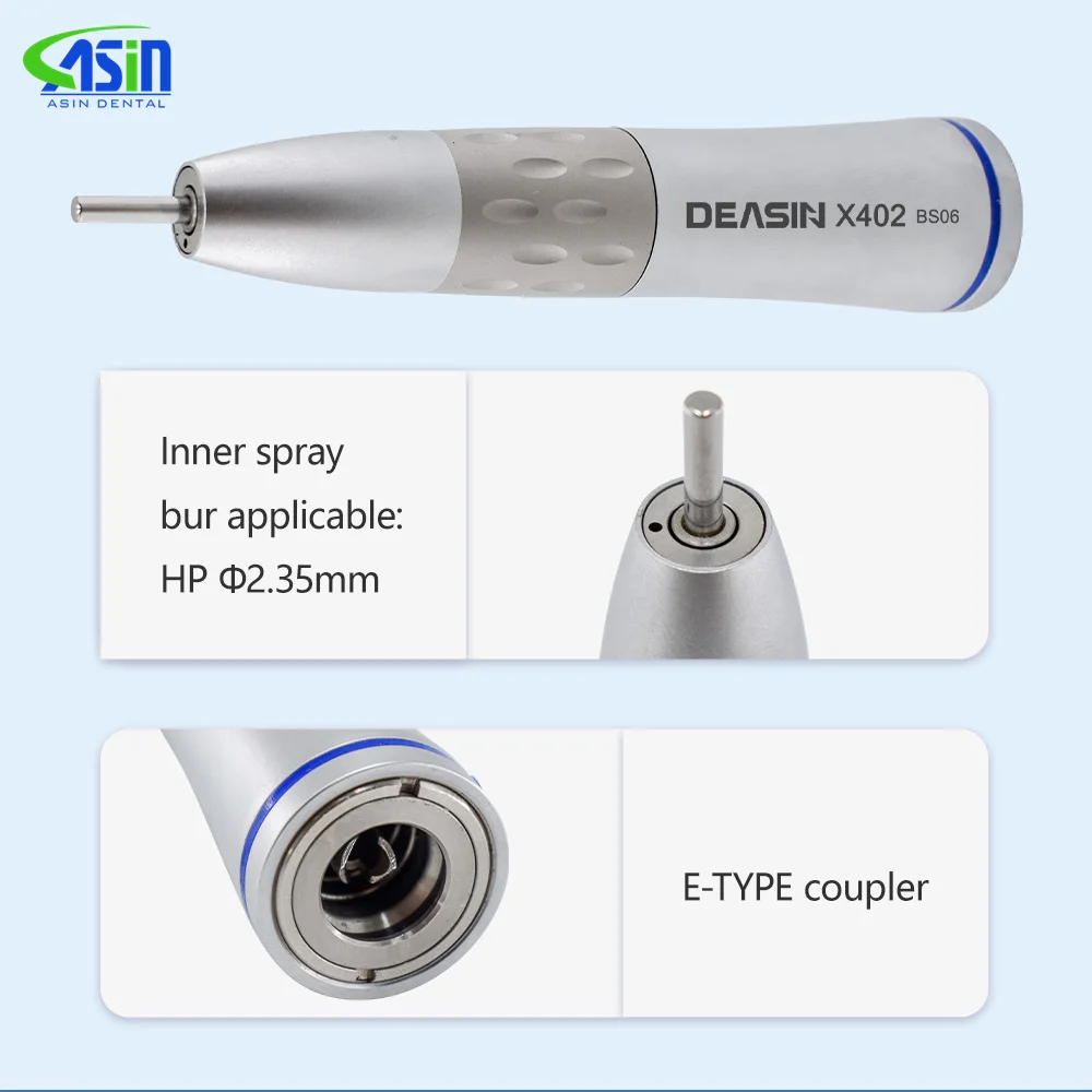 Contraángulo dental LED 1:1 con generador E, pieza de mano LED X402, pulverizador de agua único interno, compatible con motor universal tipo E