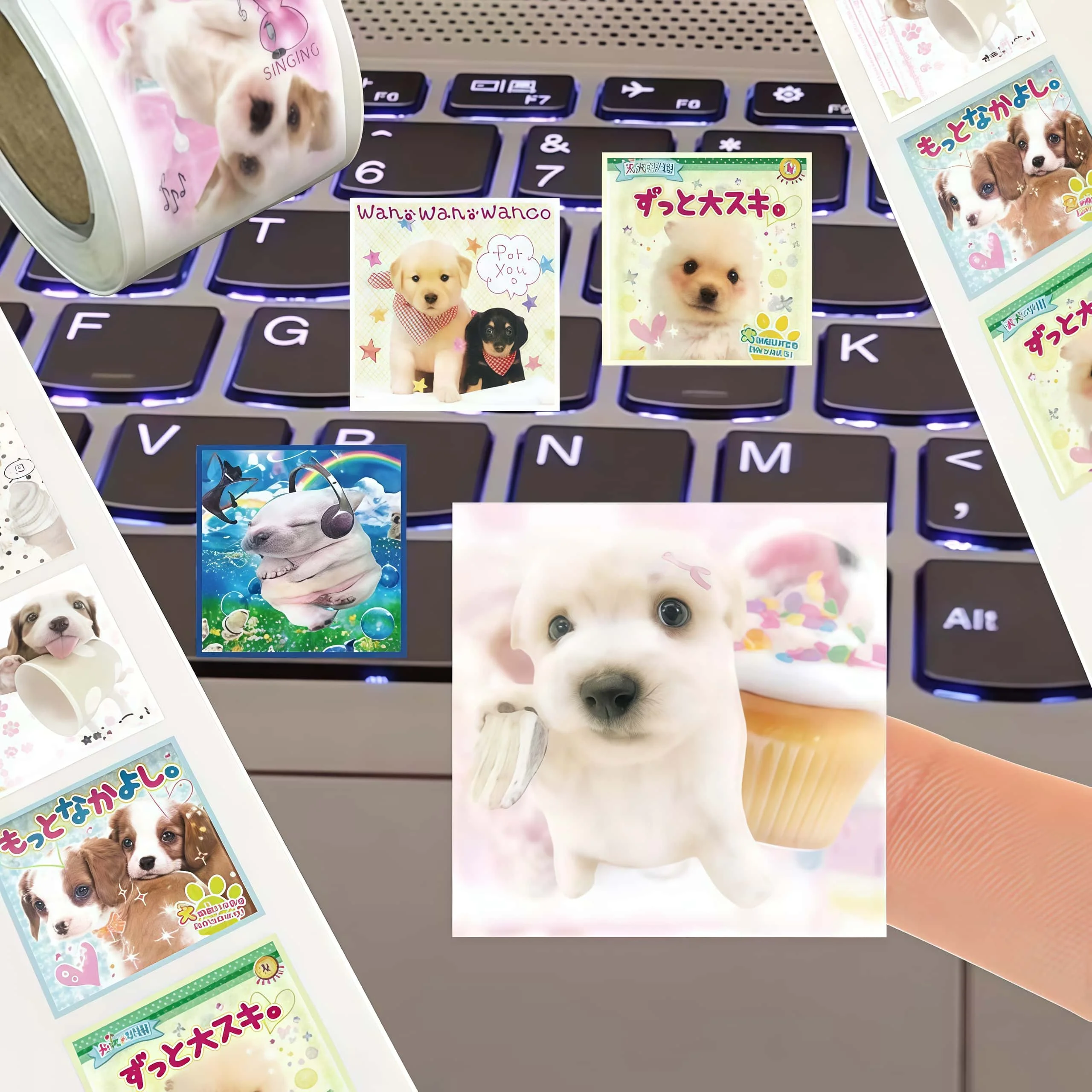 500 pegatinas cuadradas de cachorros lindos, etiquetas adhesivas de perros Kawaii para empaques, diarios y decoraciones DIY