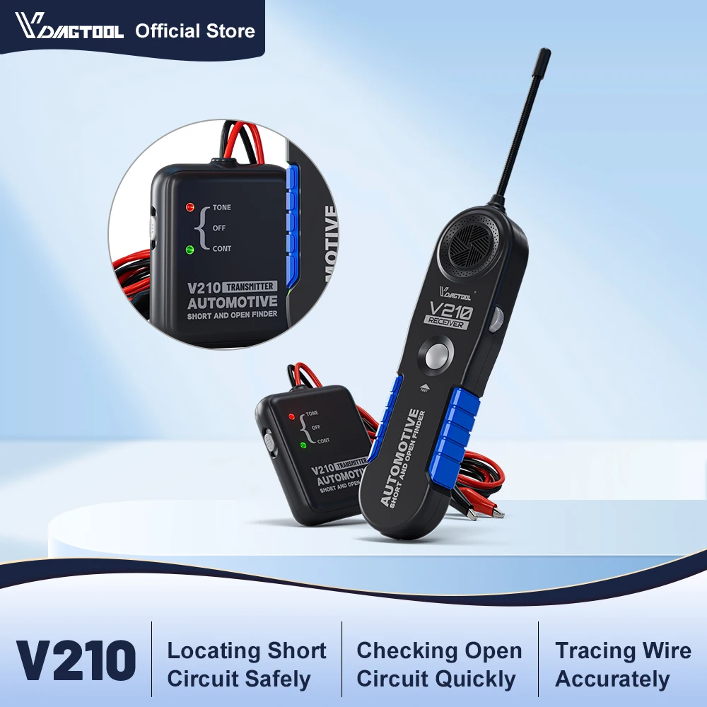 VDIAGTOOL V210 - Buscador de Disyuntores Automotrices, Probador Eléctrico, Rastreador de Cables, Detector de Circuitos Abiertos y Cortos, DC 6-42V