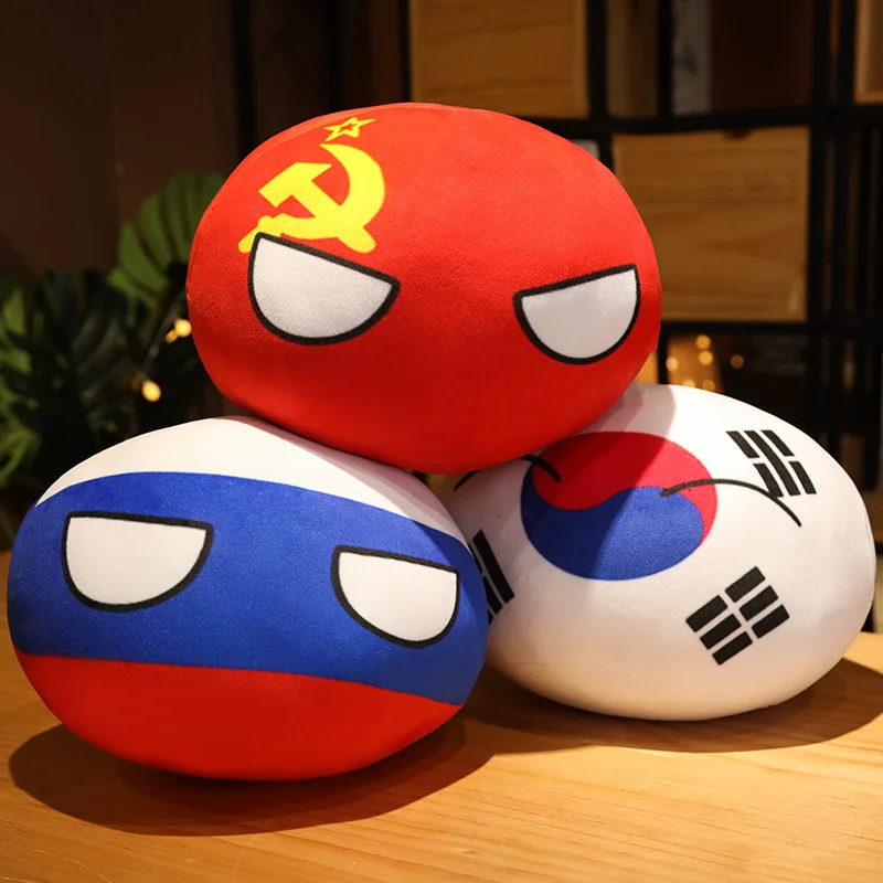 Polandball-juguetes de peluche de 10-40cm, Countryball, URSS, EE. UU., Francia, Rusia, Reino Unido, Japón, Alemania, CANANDA, Italia, muñeca Kawaii, almohada, lindo regalo para niño
