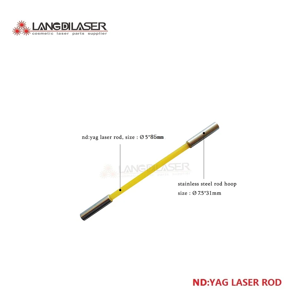 Varilla láser Nd:Ce:YAG con aro de acero inoxidable para pieza de mano de eliminación de tatuajes con láser Q-Switch