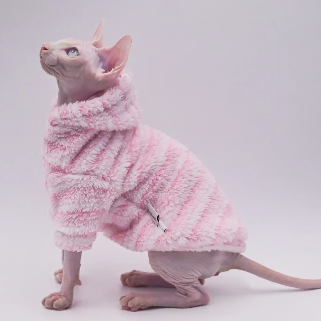 DUOMASUMI-Chaqueta de invierno suave y esponjosa de doble cara, abrigo cálido para gato, ropa gruesa para gato Sphinx Sphynx, trajes para gatos sin pelo
