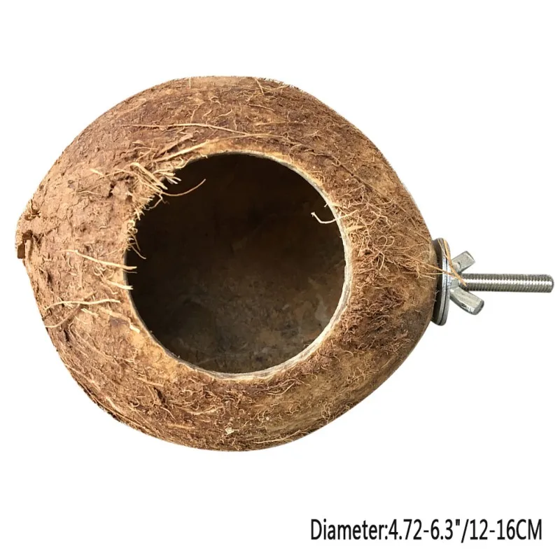 Nido de cáscara de coco para mascotas, perca Natural para loros, animales pequeños, cómodo nido de cáscara de coco, 1 ud.
