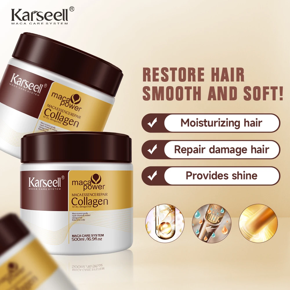 Karseell 2 uds tratamiento capilar de colágeno reparación profunda acondicionamiento aceite de argán mascarilla para el cabello esencia para cabello seco dañado todo tipo de cabello