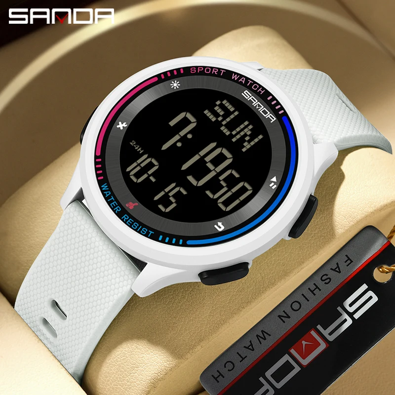 Reloj SANDA para hombre con múltiples funciones, cronómetro para deportes al aire libre, movimiento Digital resistente al agua, relojes LED con alarma electrónica de muñeca para hombre