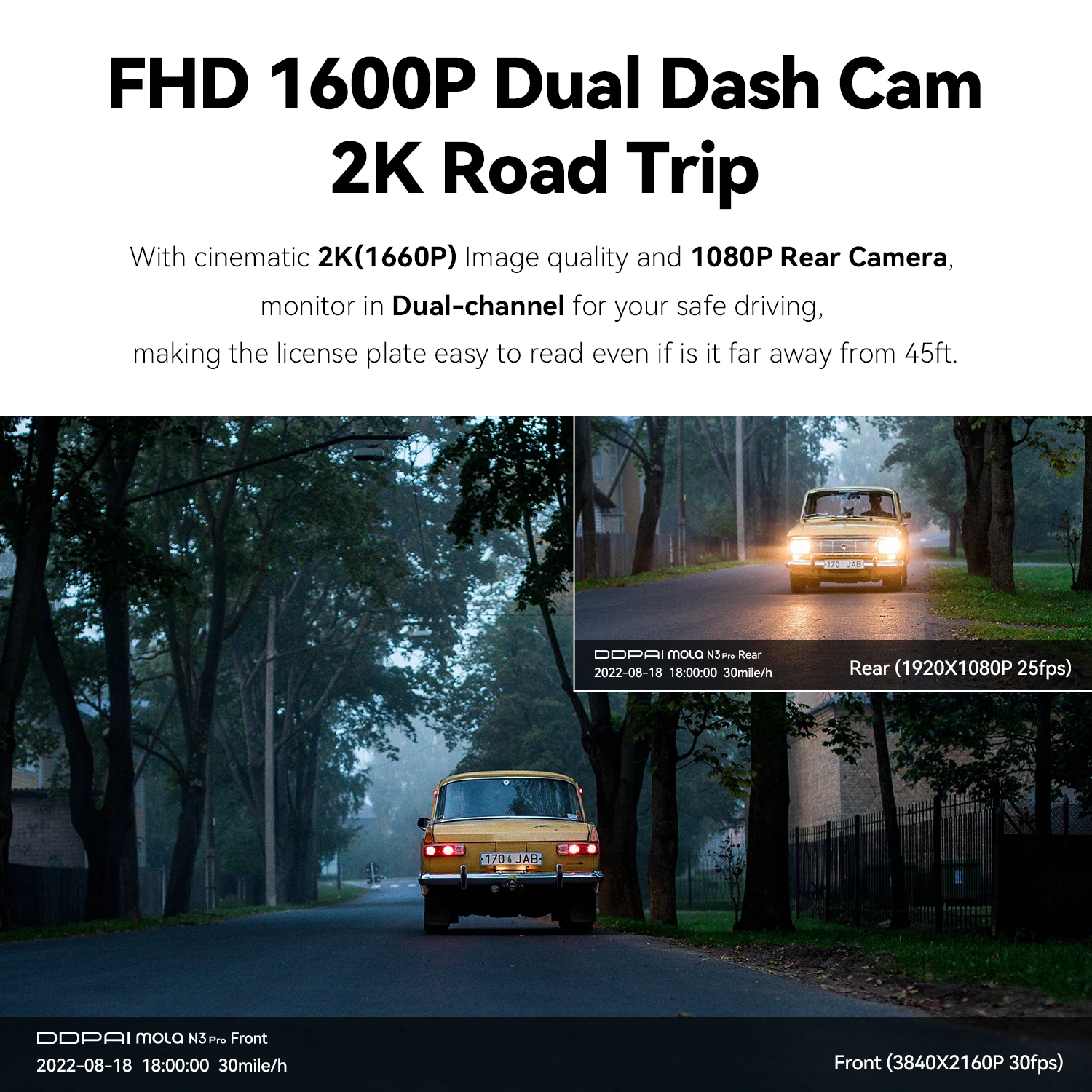 DDPAI Mola N3 Pro cámara de salpicadero cámara de conducción de vehículo Wifi conexión inteligente grabadora de coche 2,5 K cámara de salpicadero DVR de coche