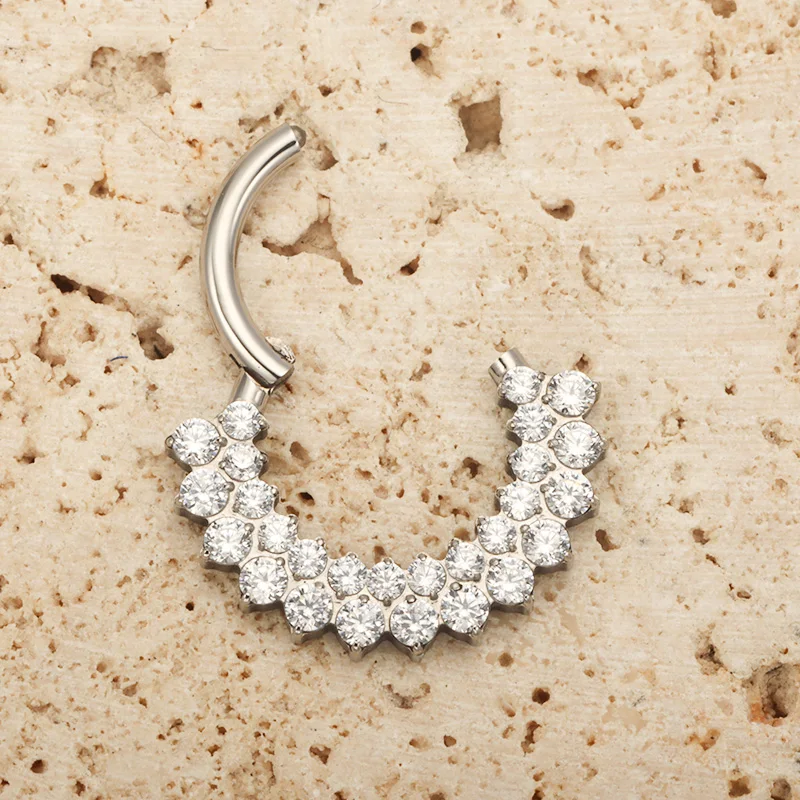 ASTM F136 titanio Clicker tabique nariz anillo Piercing CZ Daith pendiente aro frontal segmento con bisagras joyería corporal de lujo nuevo