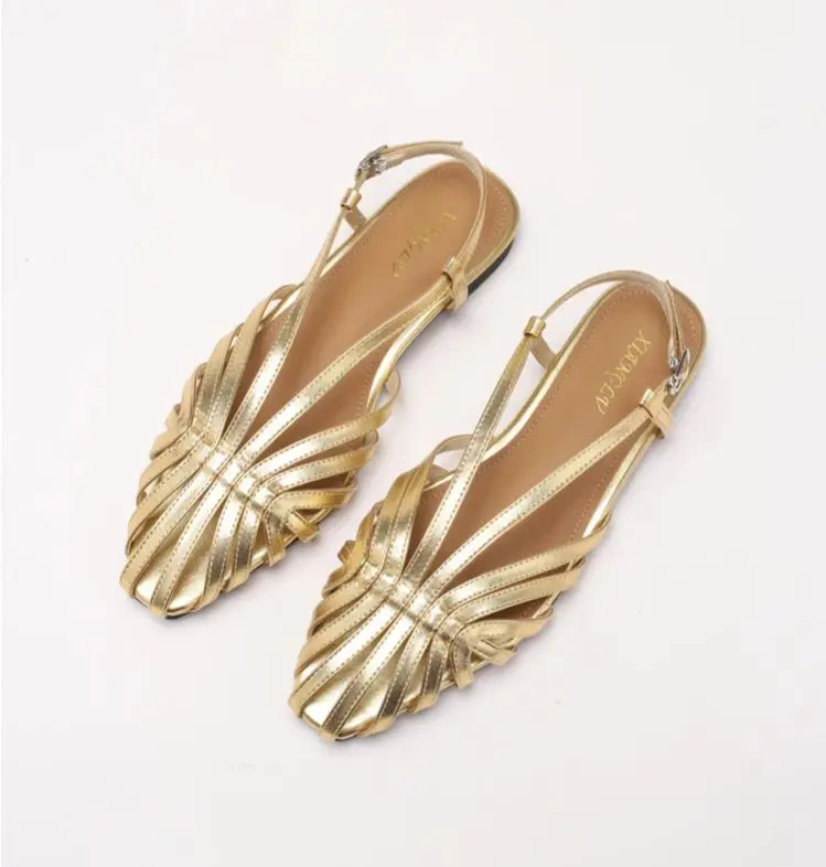 Sandalias Planas de Banda Estrecha ZAROY para Mujer, Talla Grande, Marca de Diseñador, Zapatos de Banquete y Boda, Sandalias Gladiador de Playa Huecas de Verano