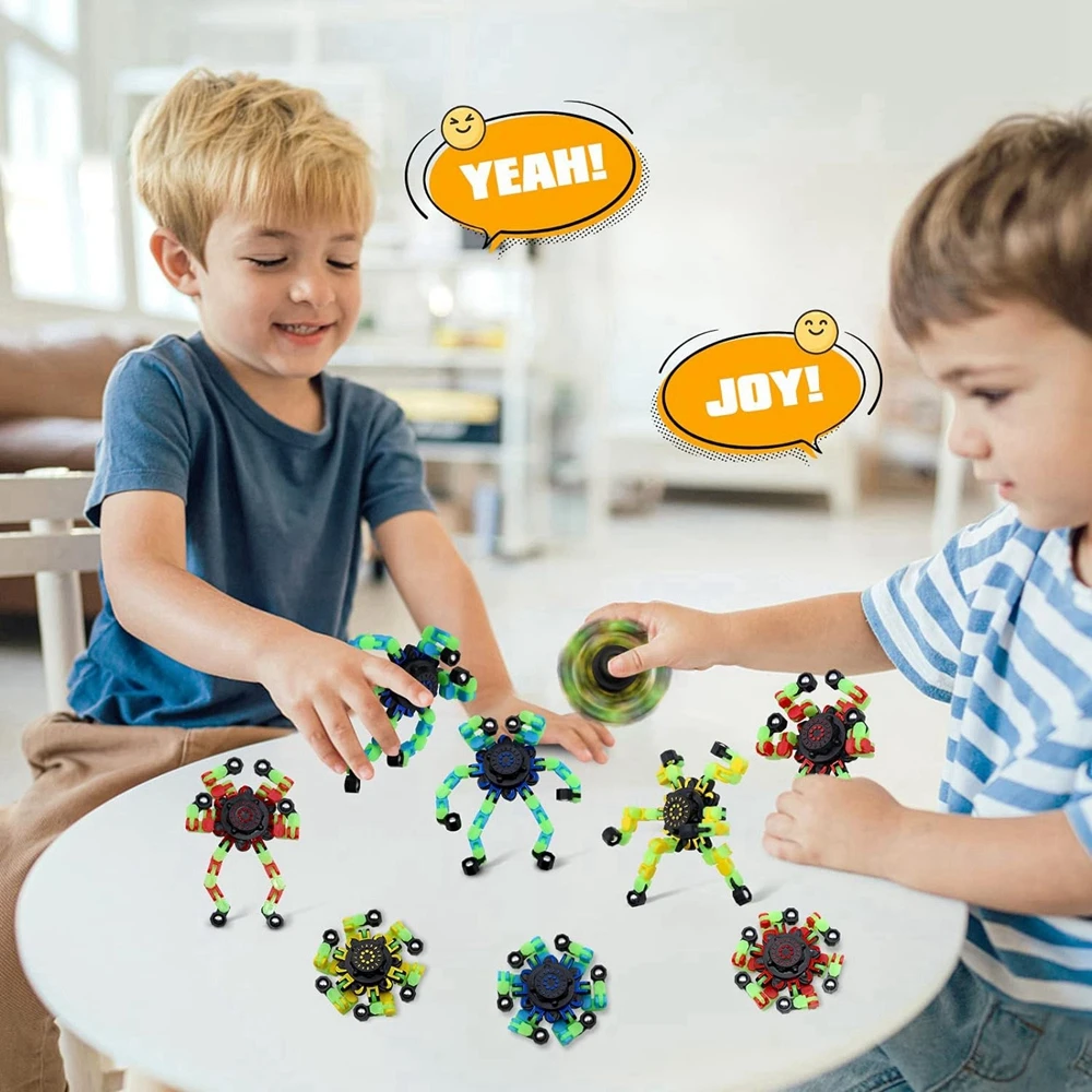 4 Uds Fidget Spinners que brilla en la oscuridad, giroscopio con la yema del dedo, Robot Deformable DIY, divertidos juguetes sensoriales, Spinner de descompresión, recuerdos de fiesta