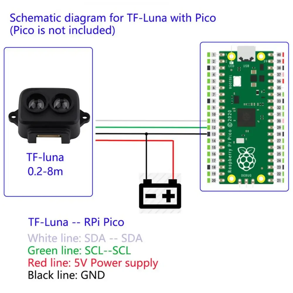 Módulo de Sensor de alcance TF-Luna Lidar, Sensor de telémetro, módulo Micro de rango de un solo punto para Arduino Pixhawk 5V UART IIC