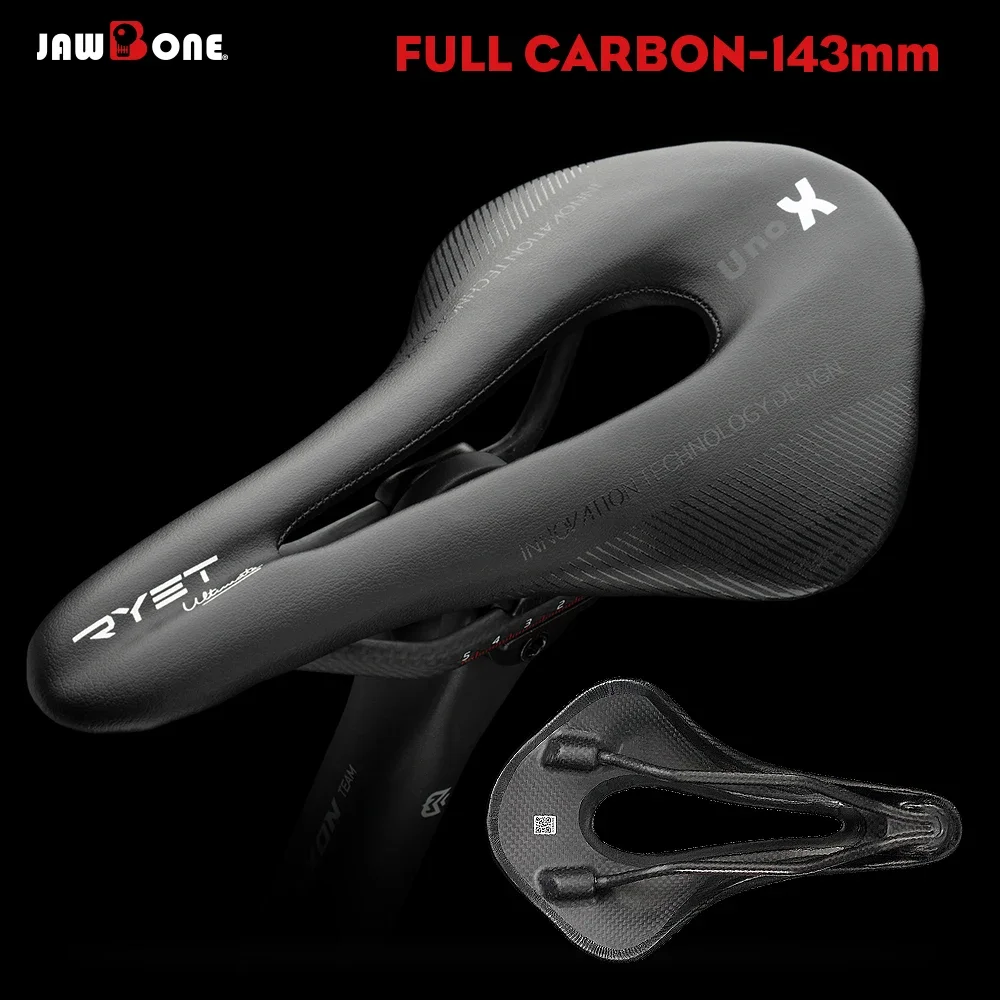 Sillín de bicicleta RYET 5D 6D 7D, asiento de bicicleta de montaña de cuero ultraligero, cojín de asiento de bicicleta de carbono completo, 143mm, 145mm, 155mm, piezas de ciclismo MTB