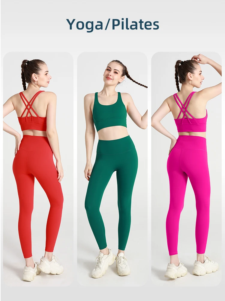 Ropa de Yoga de 2 piezas para mujer, chándal de secado rápido, traje de Fitness transpirable, ropa deportiva, Sujetador deportivo, mallas, novedad de 2024