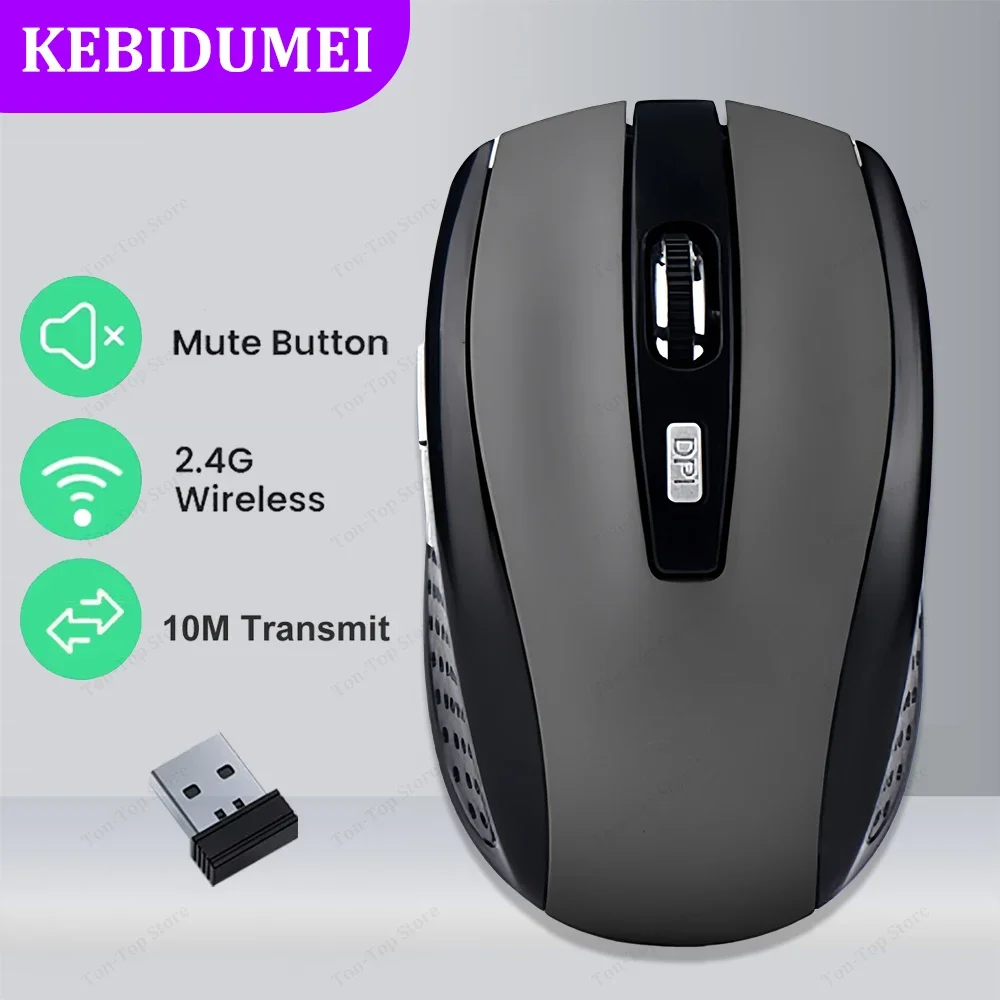 Ratón inalámbrico de 2,4G para juegos, ratón ergonómico con 6 botones, 800-1200-1600 DPI, ratón óptico de oficina para PC, portátil, MacBook