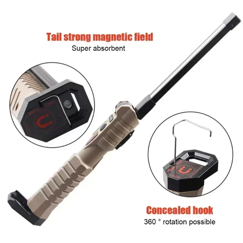 Linterna LED de trabajo plegable COB XPE, linterna de mano con batería integrada, lámpara de inspección de coche de emergencia, estroboscópica SOS roja