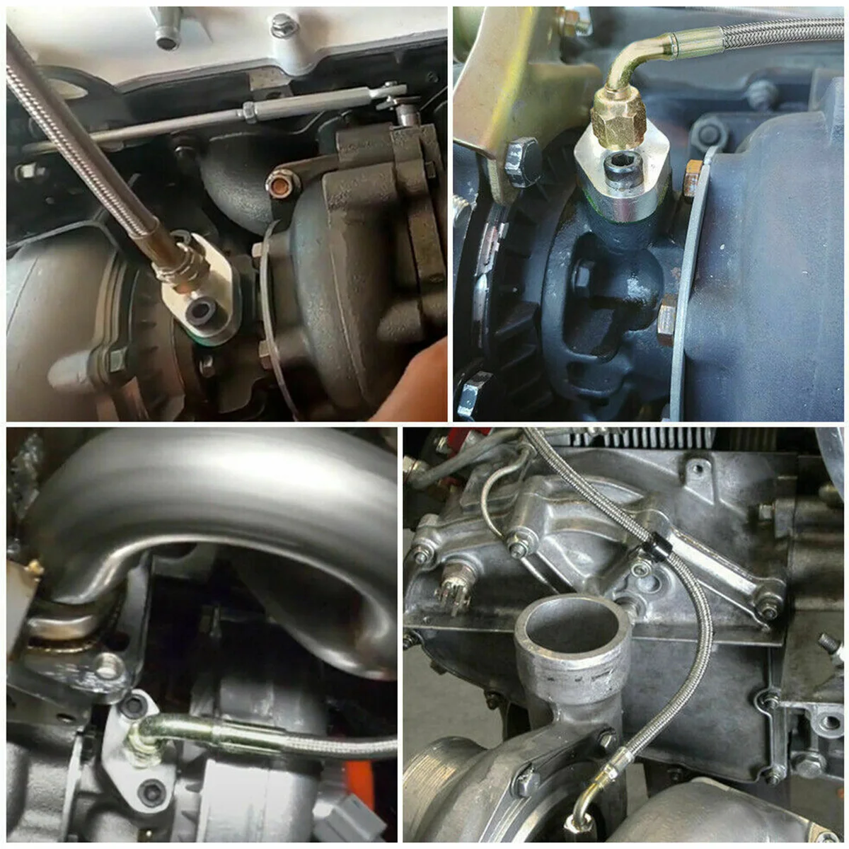 Nuevo Kit de línea de alimentación de aceite Turbo, Kit de línea de retorno de aceite Universal, Kit de línea de drenaje de aceite con 1/8 NPT, 90 °   Conector 4 AN a 1/8 NPT para