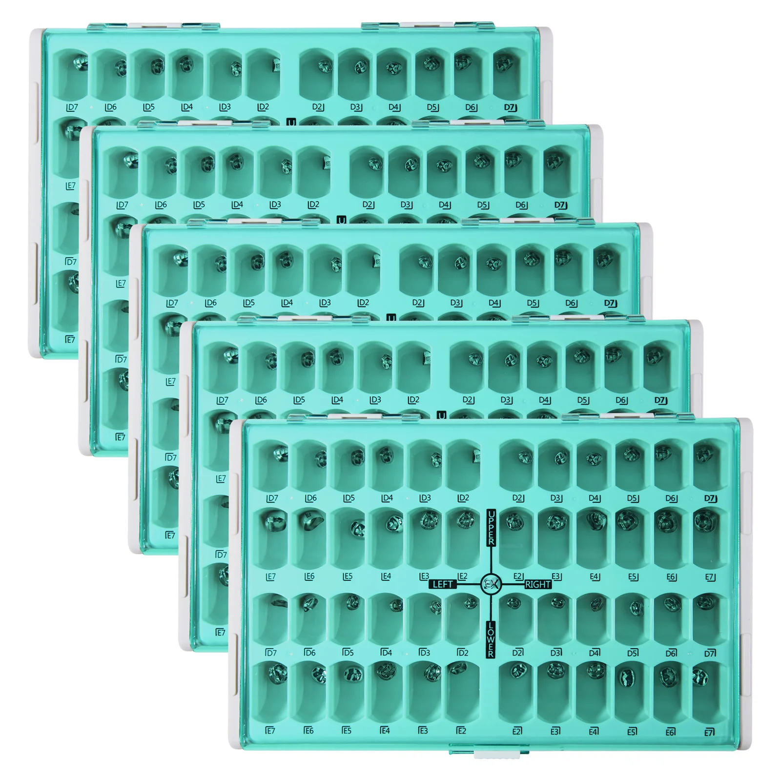 1-5 Juegos de Coronas Dentales Preformadas de Acero Inoxidable para Molares Primarios, Kit de 48 Coronas Temporales para Niños, Suministros para Dentistas Pediátricos