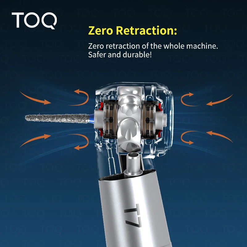 TOQ Dental LED Pieza de mano de alta velocidad con retracción cero, botón pulsador, turbina de aire, 4 salidas de agua, alta rotación, herramienta de instrumento clínico