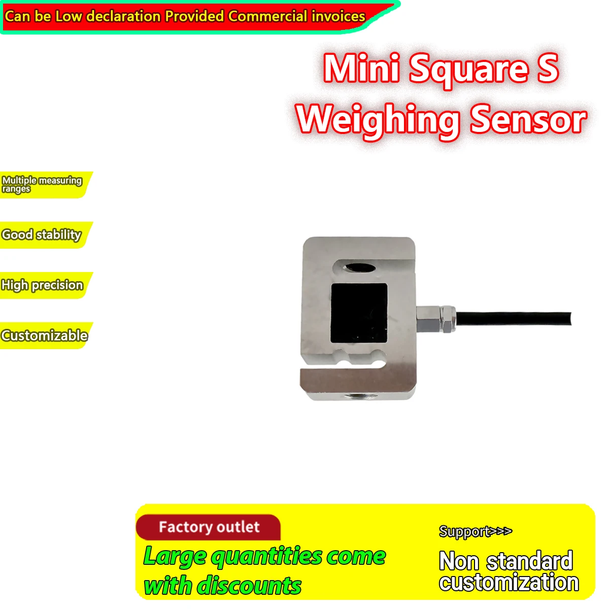Sensor de fuerza tipo S de 10/20/50/100 kg, microsensor de pesaje con rosca M8, transductor de tensión y presión para control de automatización