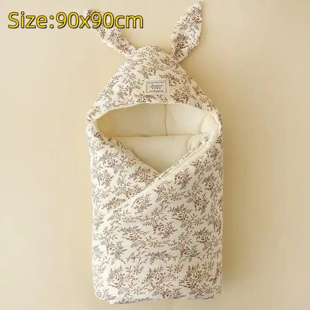 Manta envolvente de algodón arrugado de lujo, diseño de Orejas de conejo, manta térmica Extra suave, diseño acolchado, envoltura para bebé, cuidado de recién nacido