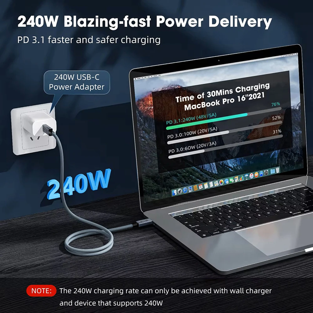 Cable USB C Thunderbolt 4 de UGOURD, 40 Gbps, USB4, Tipo C a C, 240 W, Carga Rápida, Thunderbolt 3, para EGPU, SSD, iPad, MacBook Air