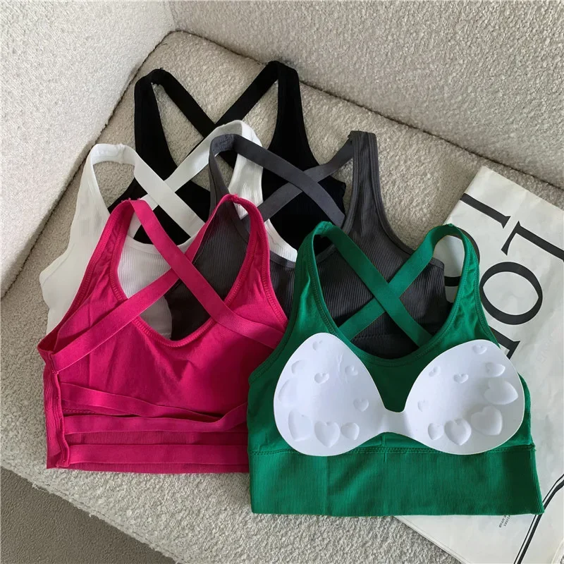 Sujetador deportivo Sexy para Yoga, Top deportivo para mujer, Sujetador deportivo sin costuras de alto impacto, ropa interior deportiva, sujetador de realce, Bralette