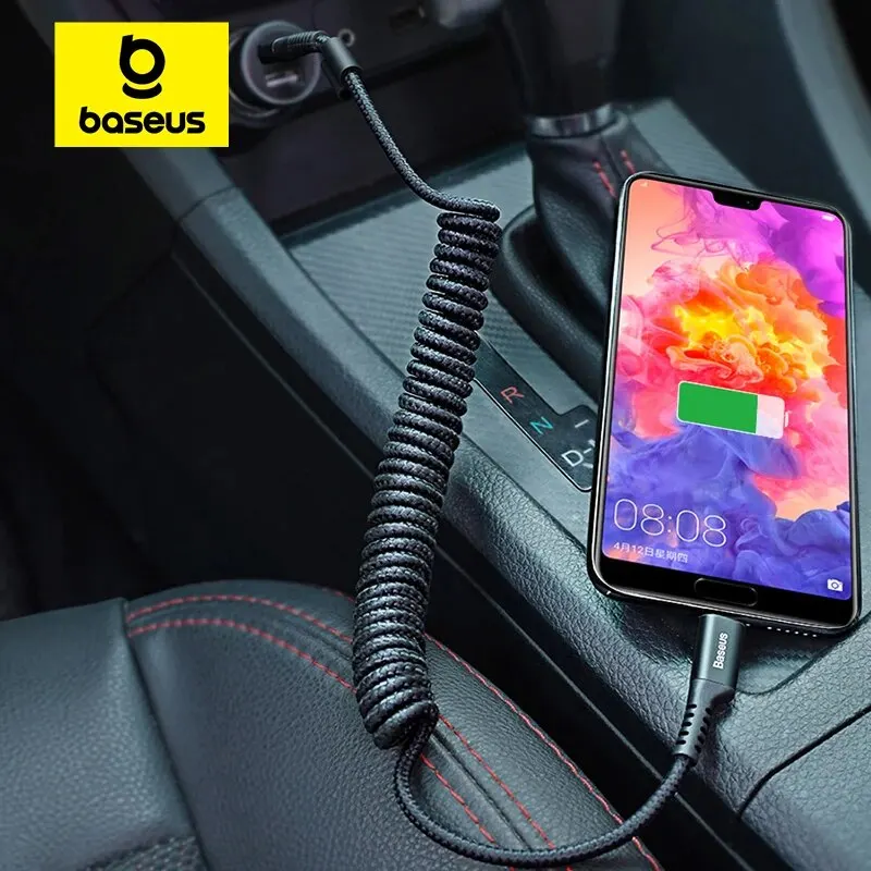 Baseus-Cable telescópico de carga rápida tipo C, cargador de teléfono para coche, Cable USB para Samsung, Xiaomi, Redmi
