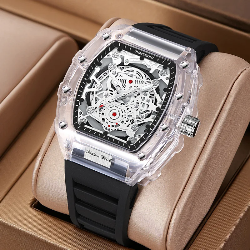 Reloj de Hombre UTHAI BK134, Moderno, con Forma de Barril, Transparente, Resistente al Agua, de Cuarzo, Deportivo, para Regalo