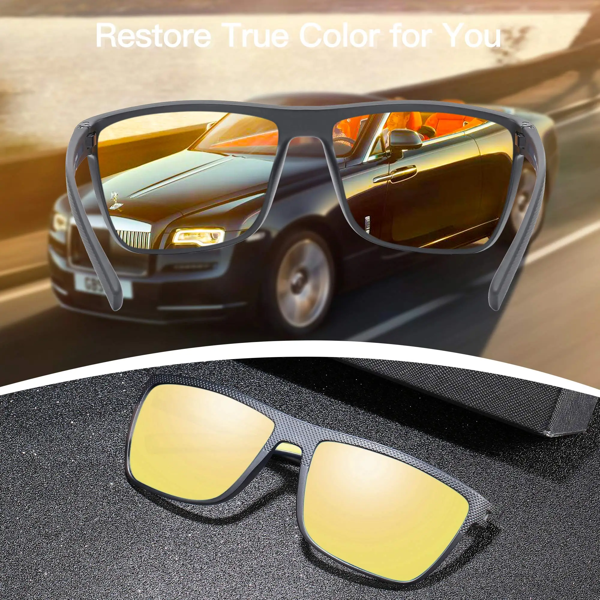 ZENOTTIC gafas de sol polarizadas Retro para hombres montura ligera TR90 protección UV400 gafas de sol cuadradas gafas de visión nocturna