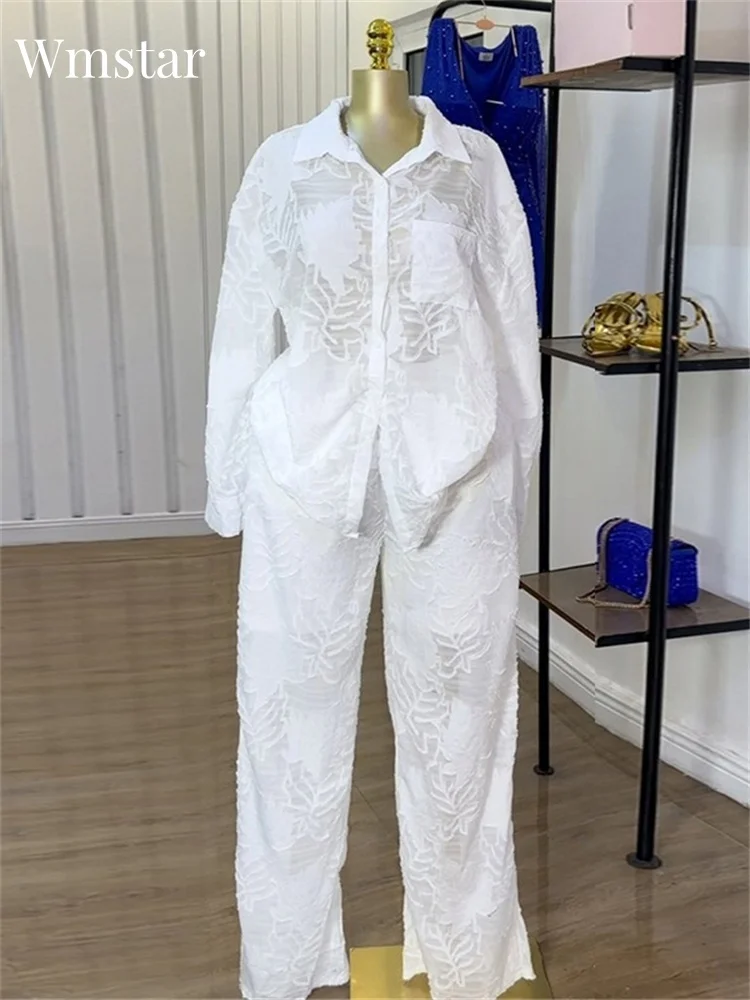 Wmstar-Conjunto de dos piezas para mujer, conjunto de Top y pantalones holgados, pierna ancha, manga larga, malla, nuevo chándal a juego, venta al por mayor, triangulación de envíos 2025