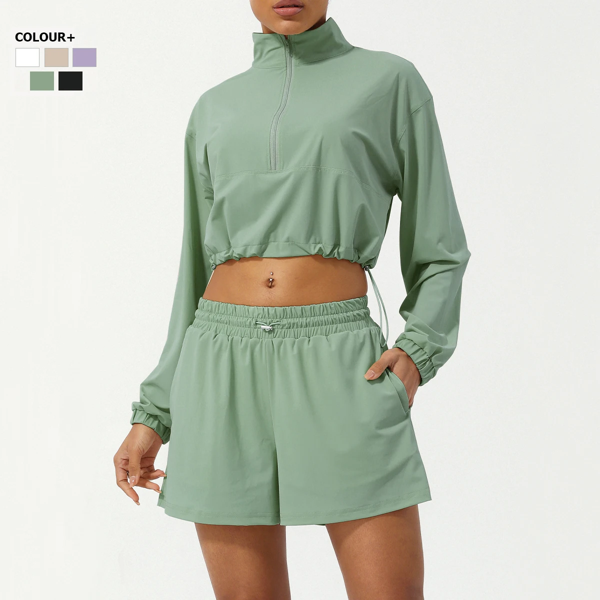 Traje de correr al aire libre para mujer, conjunto de Yoga de dos piezas, transpirable, secado rápido, ropa deportiva de entrenamiento, Color sólido, Verano