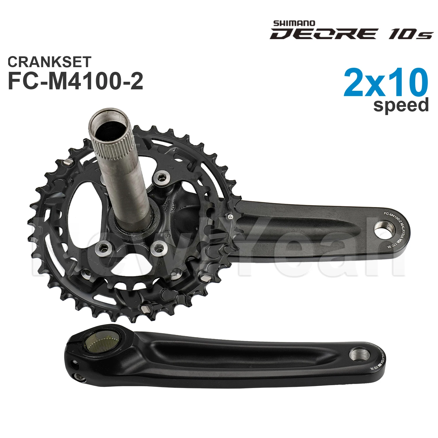 Grupo de Transmisión SHIMANO DEORE - M4100, Juego de Bielas FC-M4100-2 36-26T y Eje de Pedalier SM-BB52 /BB-MT500-PA- 2x10 velocidades