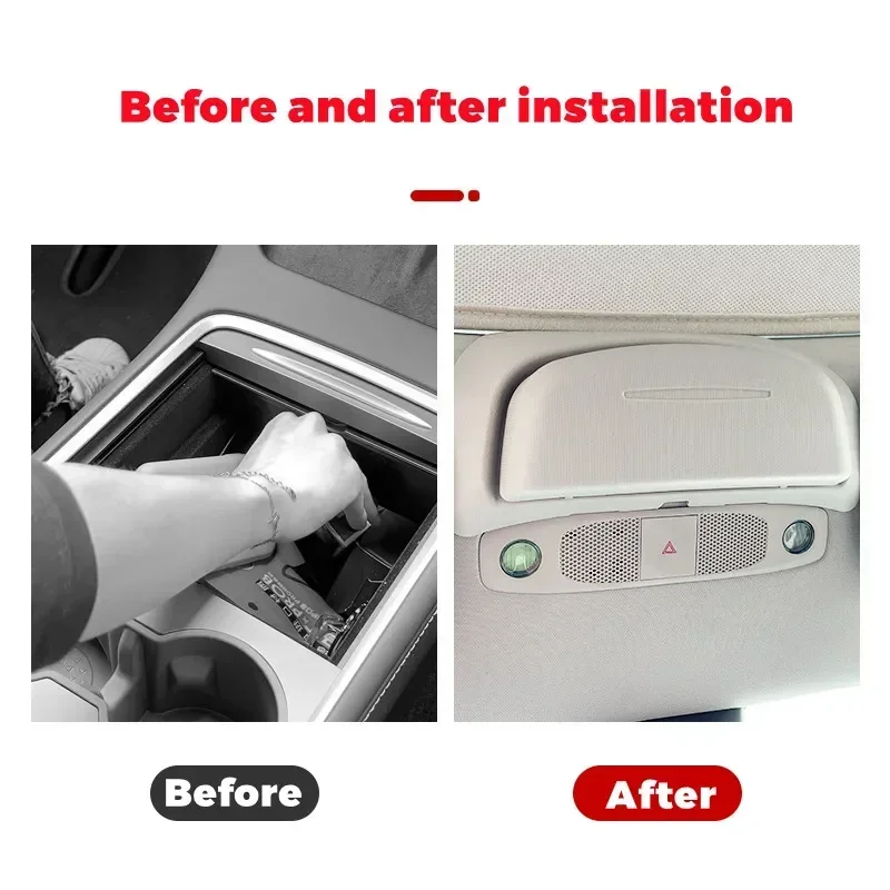 Caja de gafas de coche para Tesla Model Y 3 3 +, gafas de sol de diseño Original, Clip para visera, almacenamiento de tarjetas, accesorios de modificación 2017-2024
