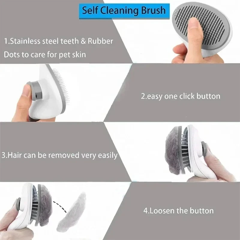 Cepillo para perros y gatos, peine autolimpiante para quitar el pelo de mascotas, herramientas de aseo para perros y gatos, peine para desmastar mascotas, accesorios para perros