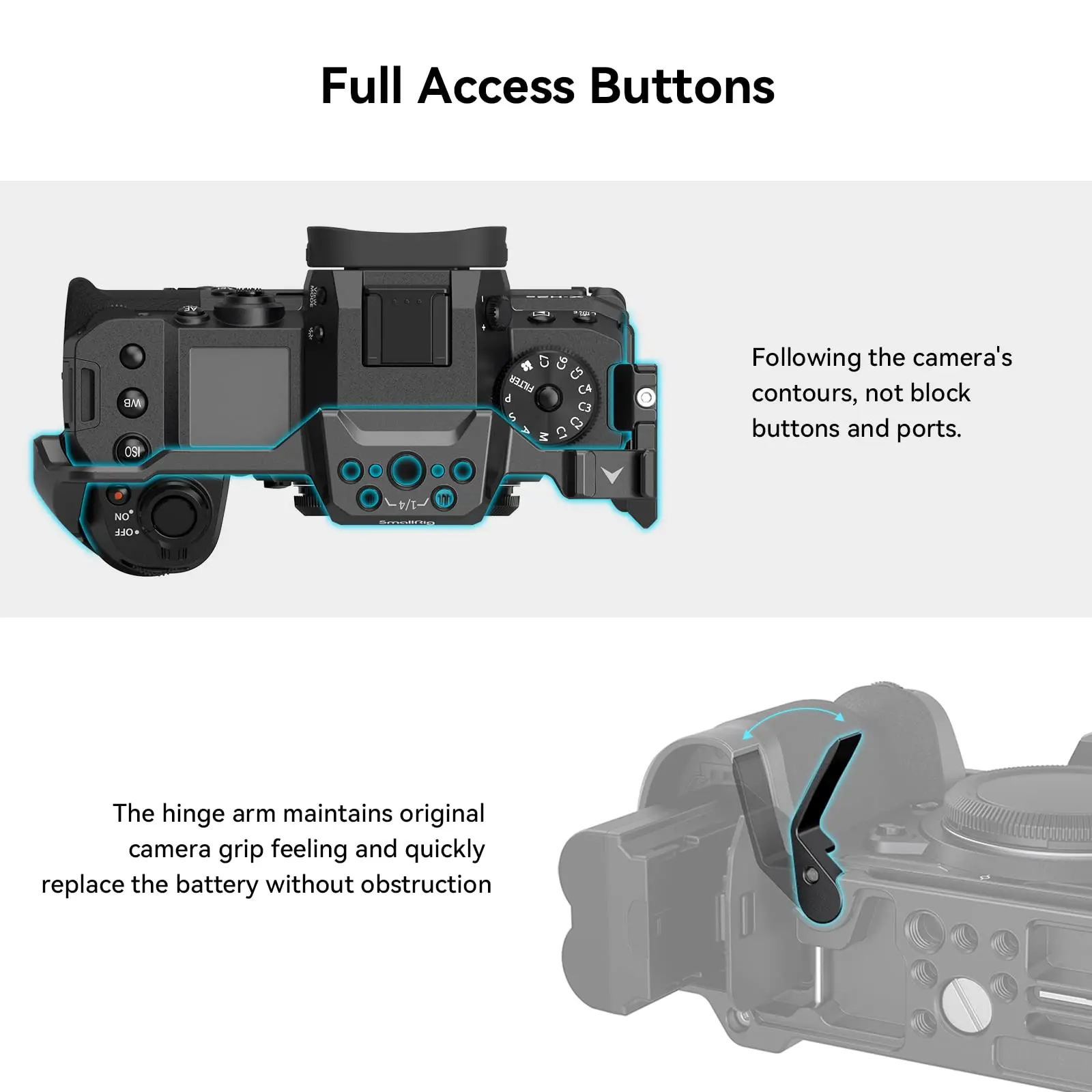Jaula de cámara SmallRig para FUJIFILM X-H2 / X-H2S, plataforma de cámara de fabricación de vídeo de aleación de aluminio con rieles NATO, placa de liberación rápida -3934