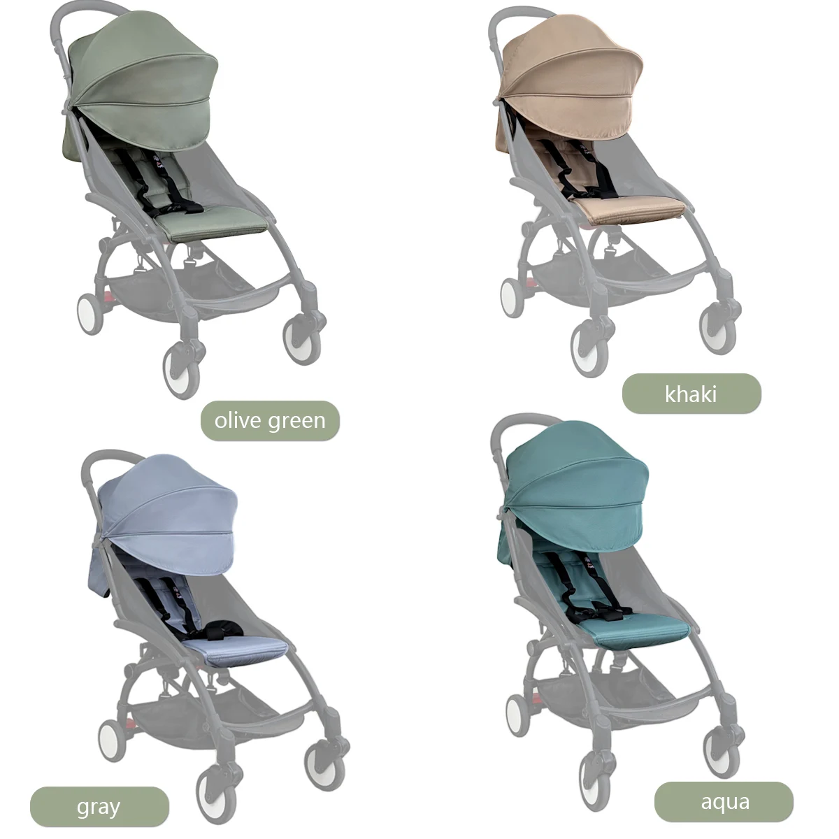 175 accesorios para cochecito, funda para dosel, cojín para asiento Compatible con Babyzen YOYO, funda para colchón de asiento con bolsillo trasero con cremallera