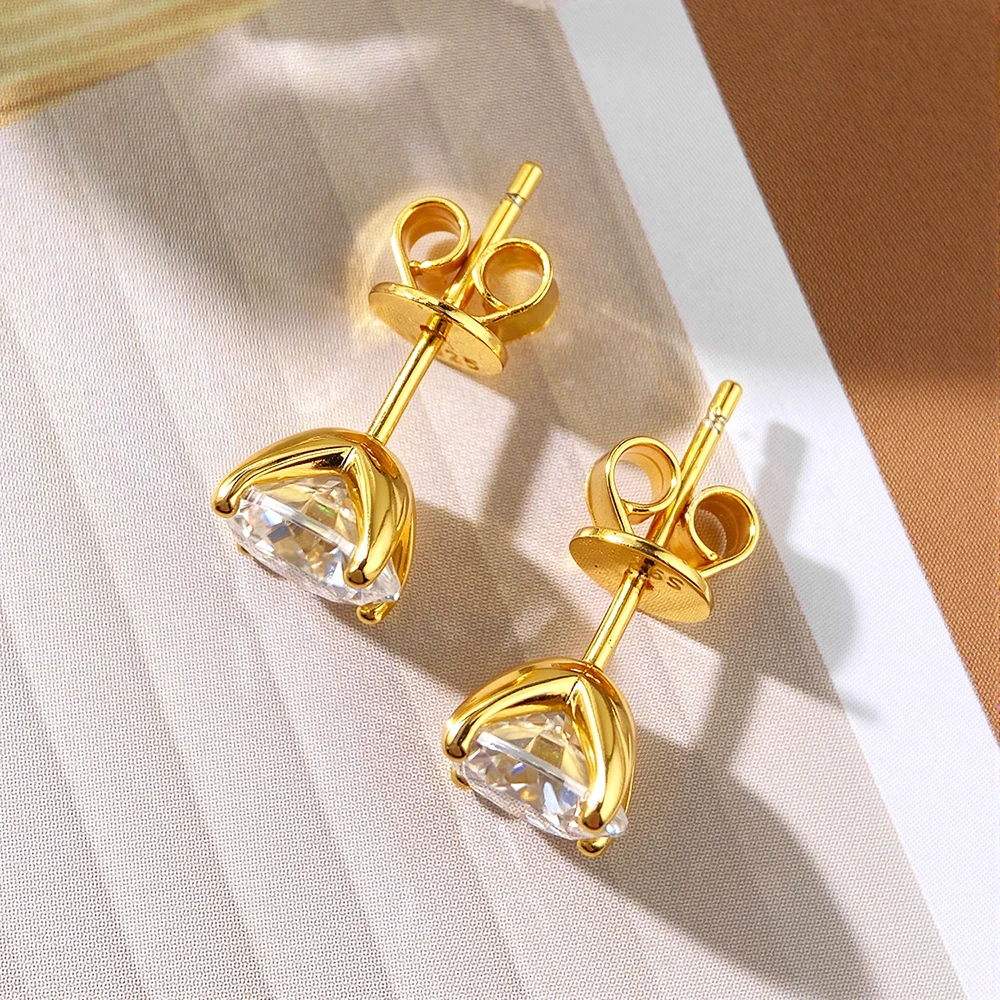 OEVAS Pendientes de cuatro puntas con moissanita de color D de 0,2 a 3 quilates para mujer, joyería de boda de Plata de Ley 100% 925 de alta calidad