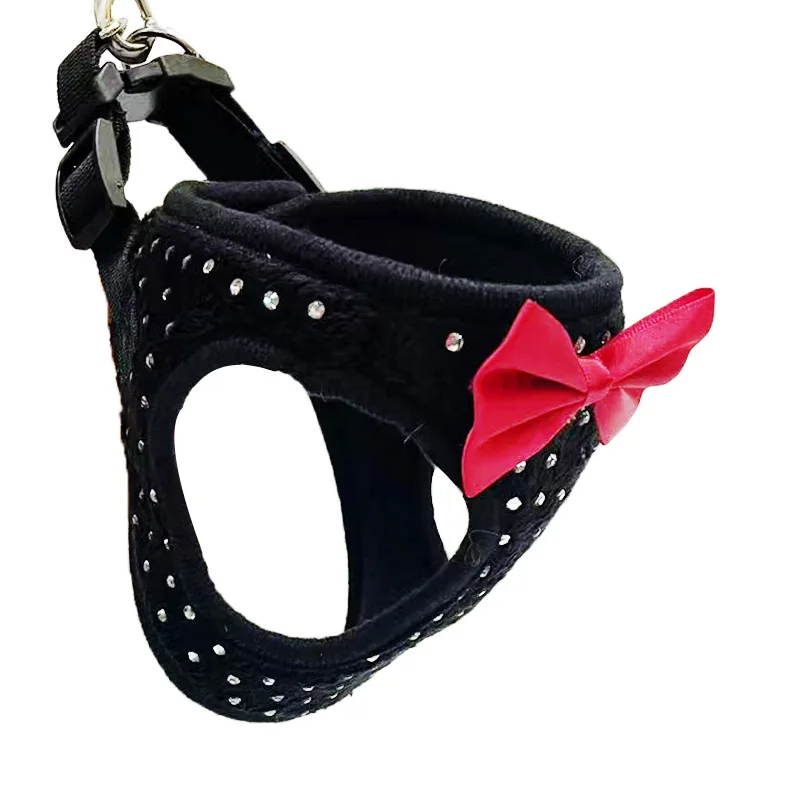 Arnés de pecho para perro, decoración de diamantes pequeños, suave y transpirable, chaleco, arnés para perros, Collar para mascotas, correa para el pecho para mascotas, tres tamaños