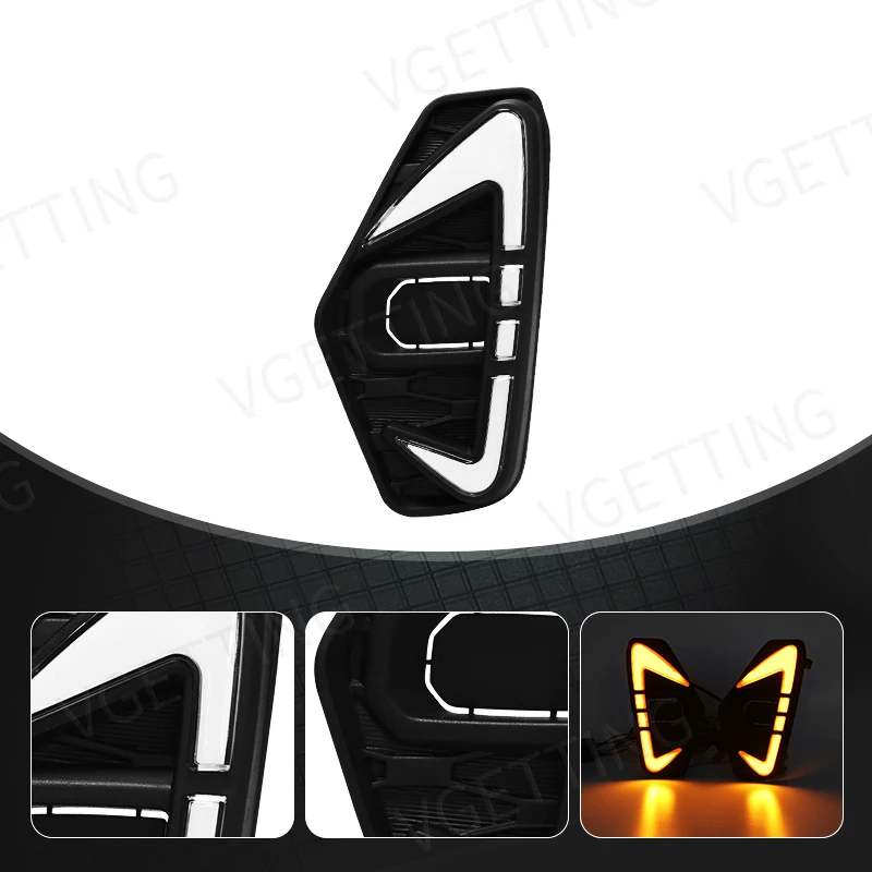 DRL Led luz antiniebla de conducción diurna compatible con Nissan Navara NP300 Frontier 2020 2021 señal de giro impermeable amarillo