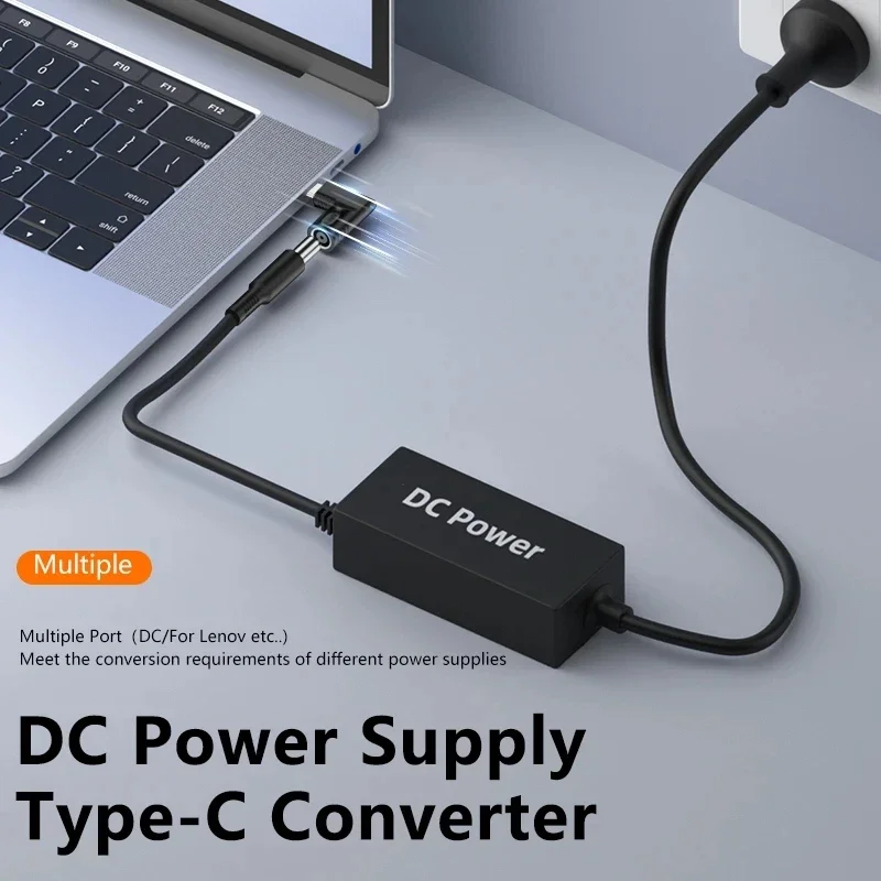 Cable de carga rápida USB C para Lenovo, cargador de ordenador portátil, Conector de CC, enchufe cuadrado A Adaptador tipo C PD, convertidor para tableta y Notebook, 65W