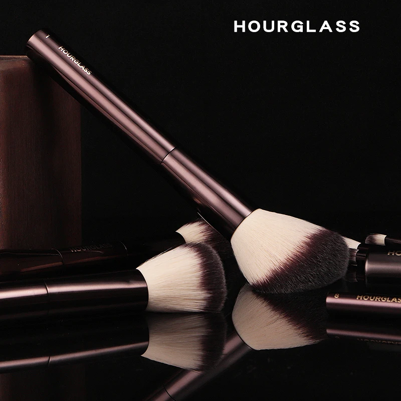 Juego y Kit de brochas de maquillaje con forma de reloj de arena, incluye base en polvo, corrector, colorete de labios, bronceador, sombra de ojos, delineador de ojos, pincel para resaltar